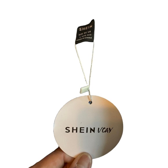 NWT SHEIN Womens Size L Blue White One Shoulder Ruffle Crop Top Floral Chic - Picture 6 of 6